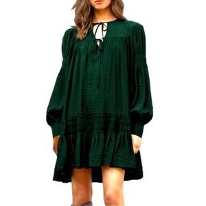 Moon River Puff Sleeve Dress green oversized size large